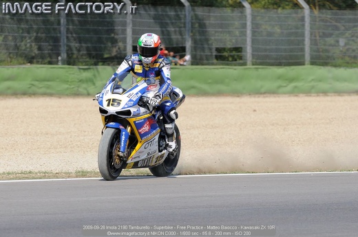 2009-09-26 Imola 2190 Tamburello - Superbike - Free Practice - Matteo Baiocco - Kawasaki ZX 10R